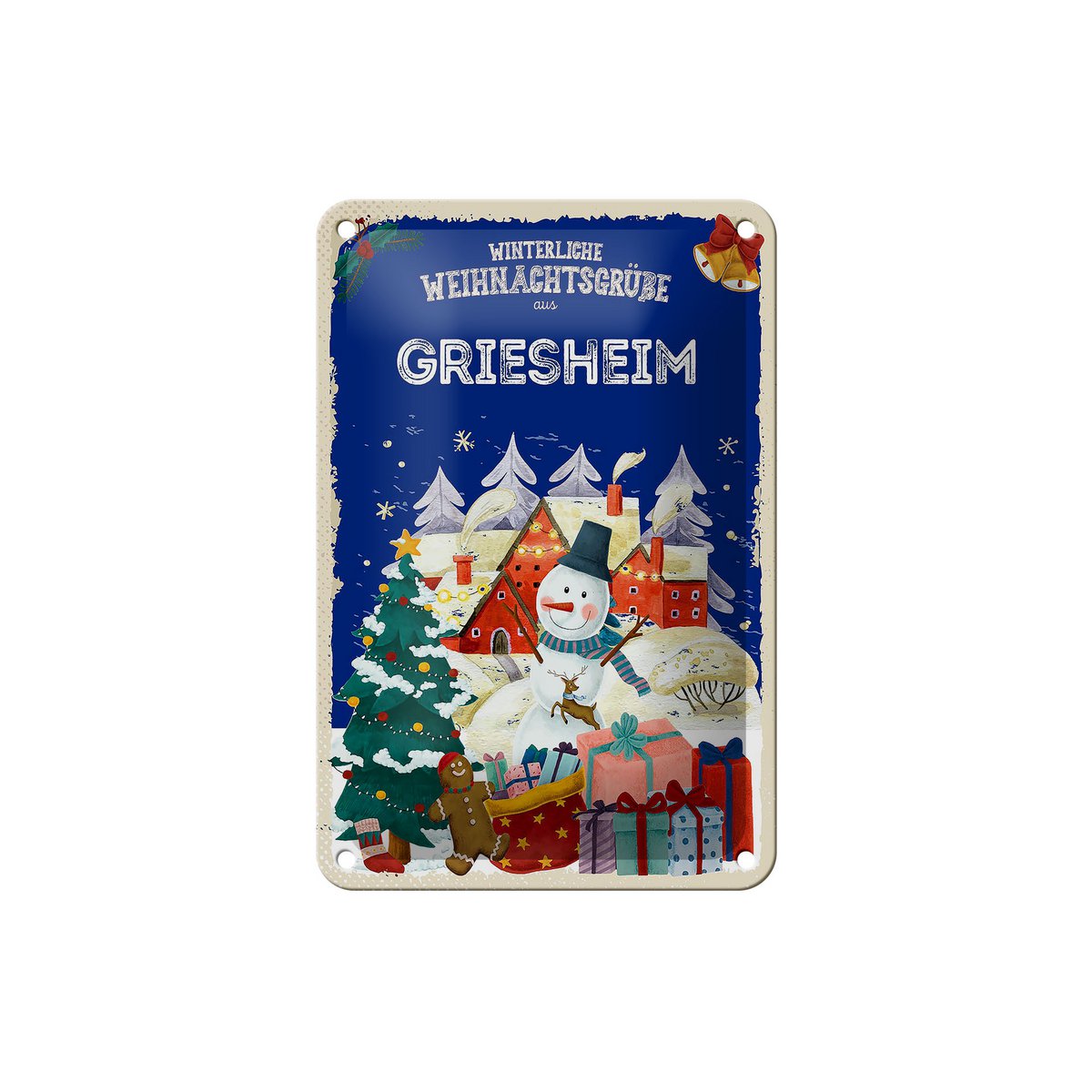 Blechschild Weihnachtsgrüße GRIESHEIM Geschenk Dekoration  12x18cm