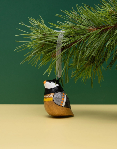Handmade papier-mache Winter bird: Sparrow