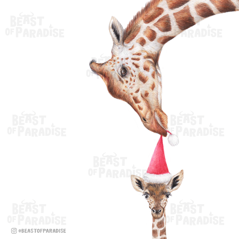 Giraffe Christmas Card, Greeting Card, Holiday Card 12,3 x 17,5 cm