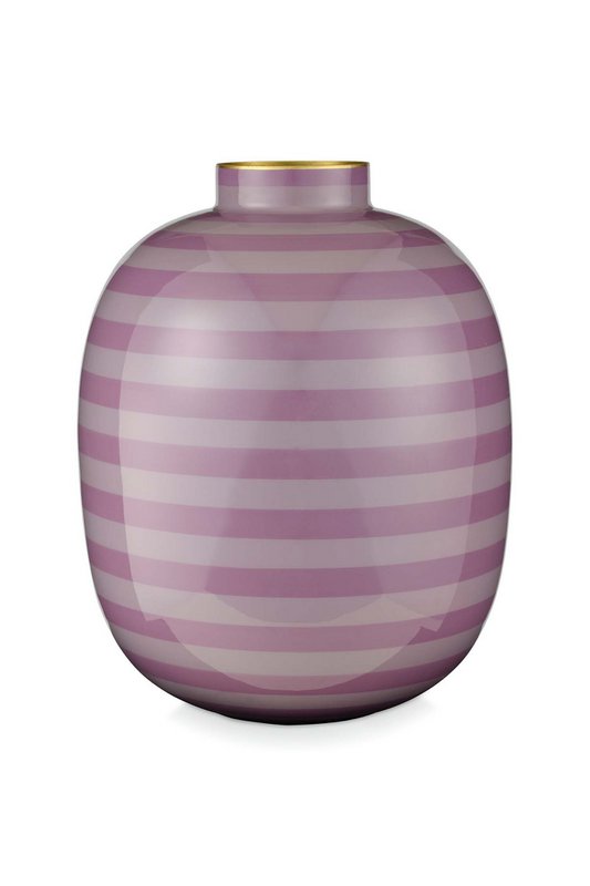 Vase Metal Stripes Lilac 32cm