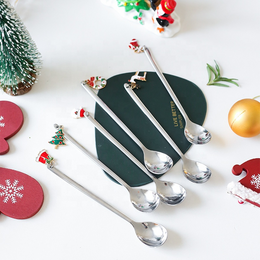 Set of 6 Christmas spoons with decoration - silver or gold