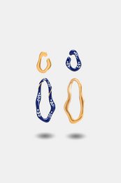 Boucles d'oreilles 2 en 1 en émail Varia — Bleu et doré