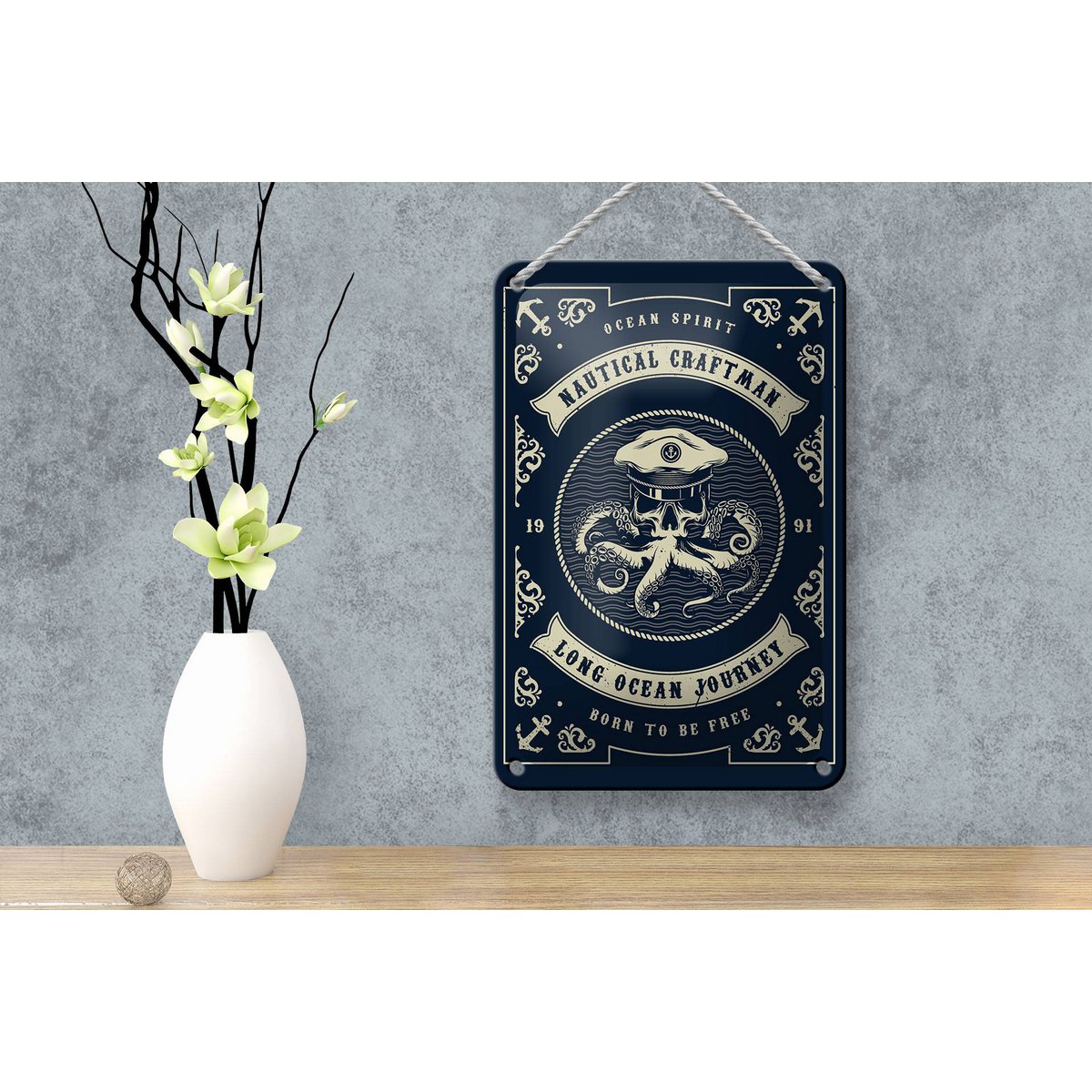 Tin Sign Seafaring 12x18cm Natural Craftman Ocean Decoration