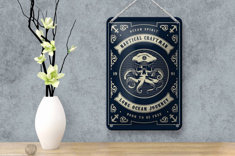 Tin Sign Seafaring 12x18cm Natural Craftman Ocean Decoration
