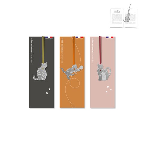 Assortiment van 9 metalen bladwijzers - chats