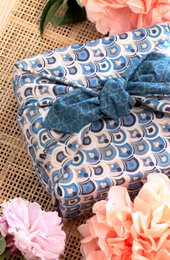Furoshiki Gift Wrap Art Deco & Ocean Fabric Gift Wrap - Doble cara (Reversible)