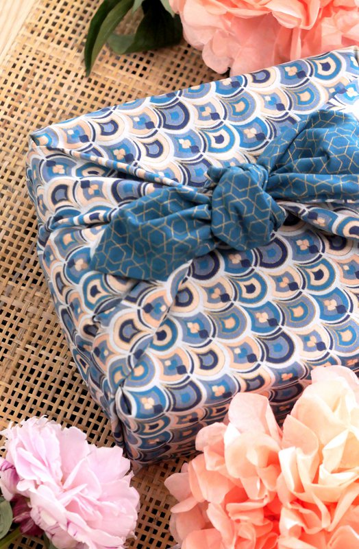 Furoshiki Gift Wrap Art Deco & Ocean Fabric Gift Wrap - Doble cara (Reversible)