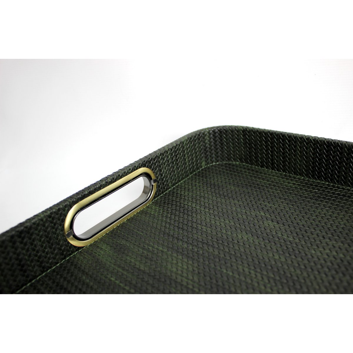 Tablet Look tressé vert avec poignées en laiton 45 × 33 × 6cm