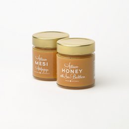 Honey with Sea Buckthorn - A natural, golden honey with the added benefits of sea buckthorn. Available in 300g, 200g, 100g, and 50g jars.