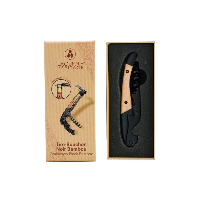 Laguiole Héritage Sommelier – Cavatappi con manico in bambù nero
