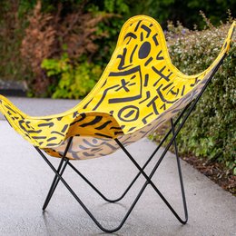 Fauteuil Butterfly AA – Willis jaune soleil & noir – coton 430 g/m²
