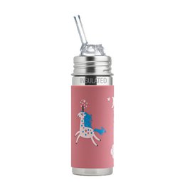 Pura Thermos Straw Bottle Free-Flow 260ml + Unicorn sleeve + Brush