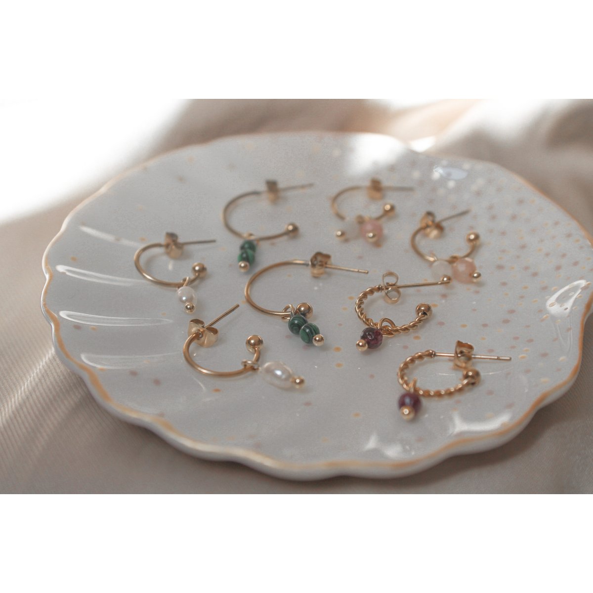 Pendientes Moonstone & Sunstone - Oro