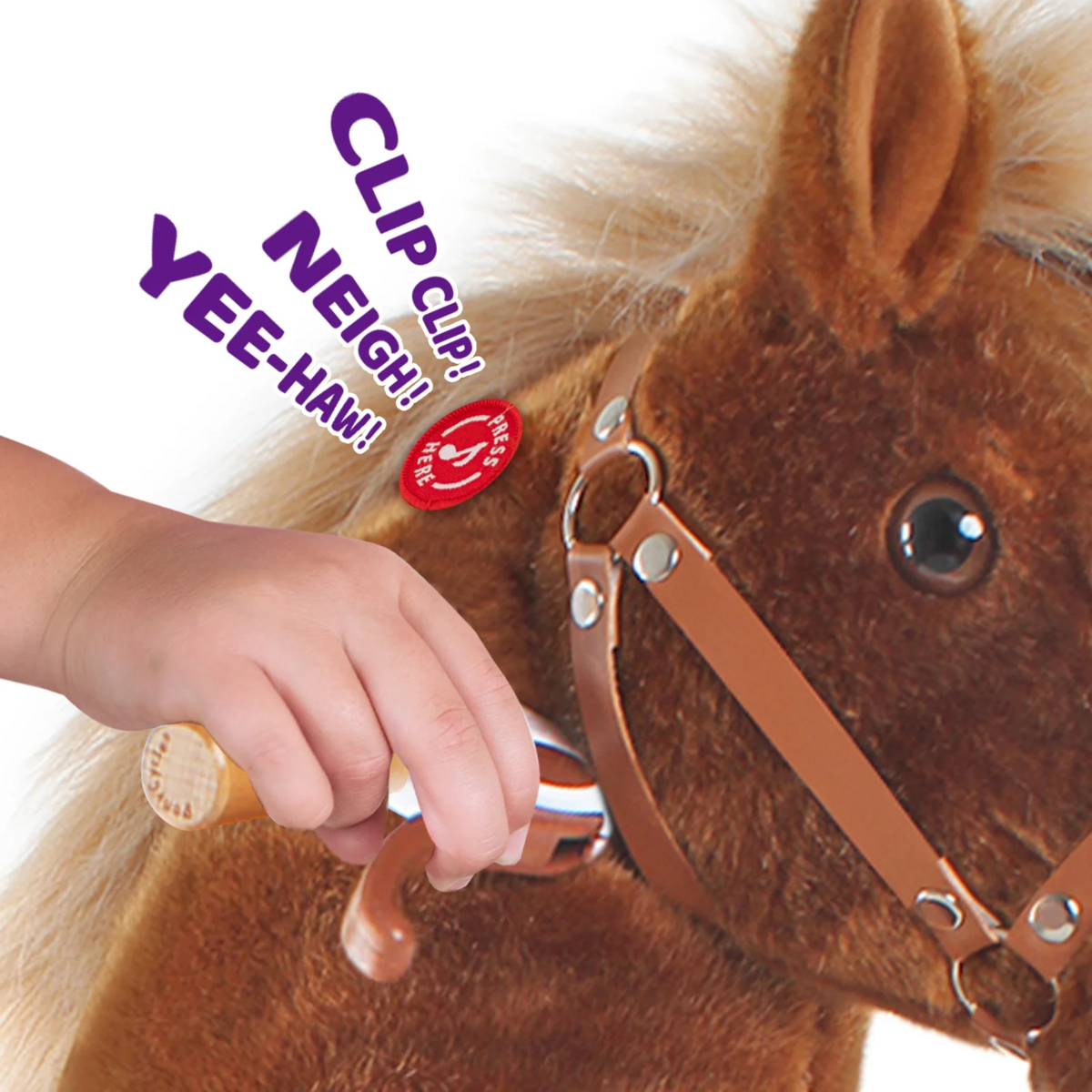 Kucyklik jazda na Toy Brown Horse | Wiek 4-7 | Pluszowa zabawka na jeździeckie zwierzęta | Klasyczne najlepsze prezenty