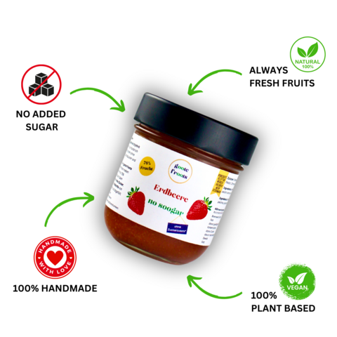 Fruitspread SUIKERVRIJ aardbei 76% fruit