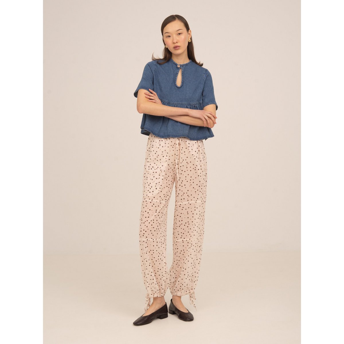 Denim top met sterrenverlichting