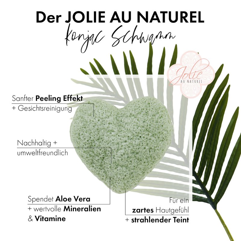 Konjac heart sponge - facial peeling with aloe vera for delicate skin