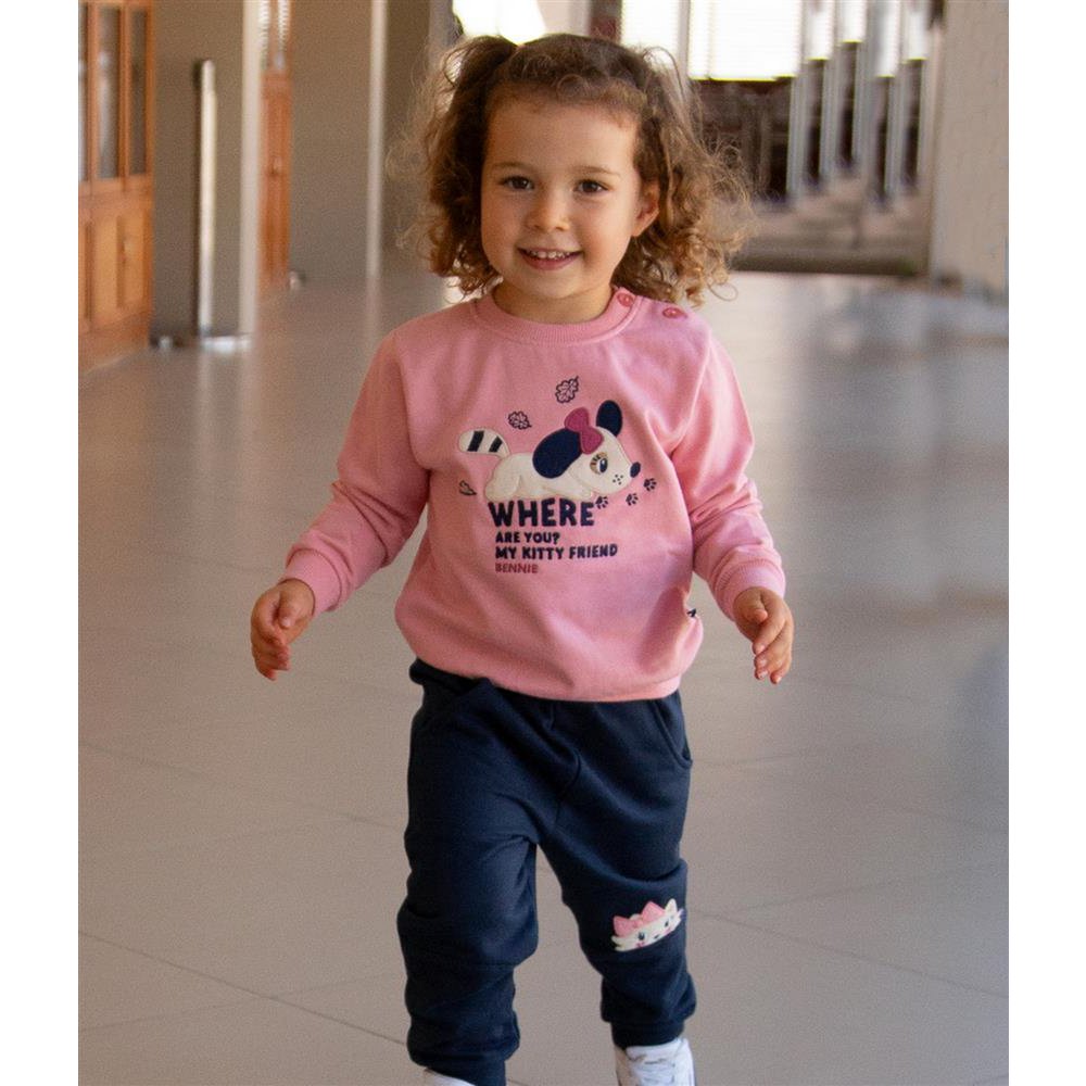 Verspieltes, besticktes Set aus Sweatshirt und Hose