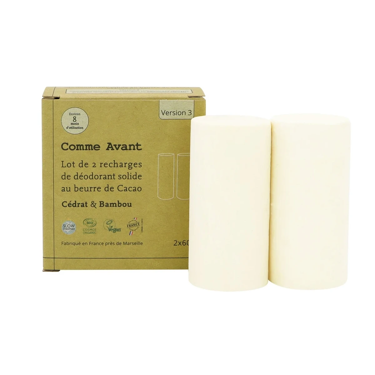 Solid deodorant with cocoa butter