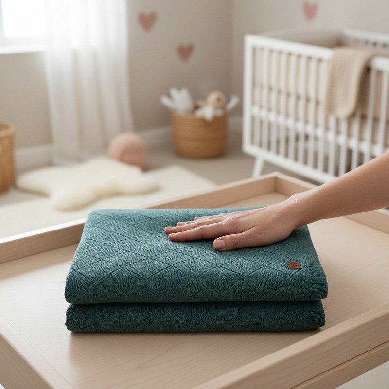 Nuvinokids® Baby Deken Sage Green Hearts