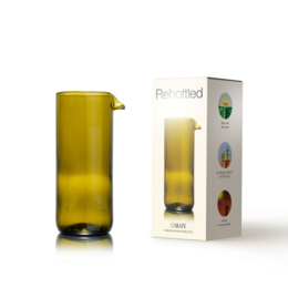 Olive green glass carafe with a simple, elegant design. Made of high-quality materials for long-lasting use.
