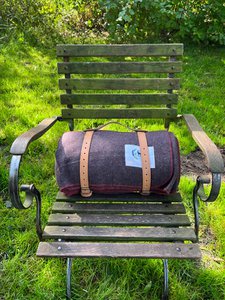 Army Style blanket + LEATHER Carry BELT 100% Wool (recycled)
