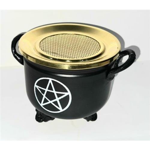 Chaudron noir Pentagramme 10x11cm avec couvercle en laiton