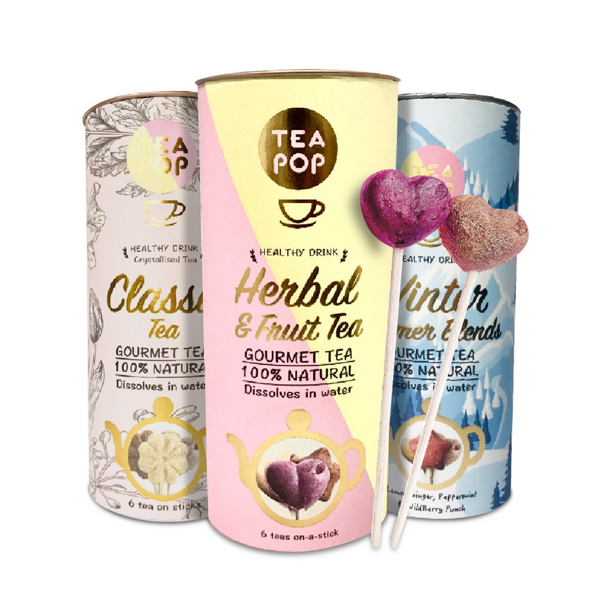 Tea-Pop-Geschenkset: Klassisch, Kräuter & Früchte, Winterwärmer-Kollektionen