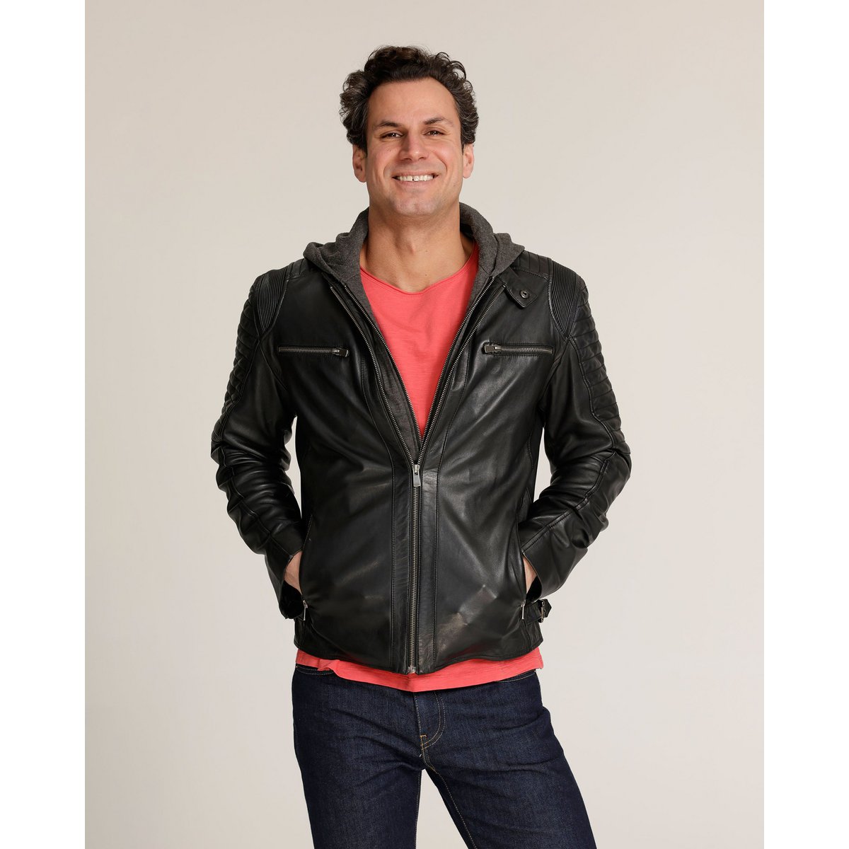 Jasper │ Veste à sweat à capuche en cuir masculin