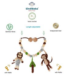 Crochet pram chain Safari 2: Monkey & Lion