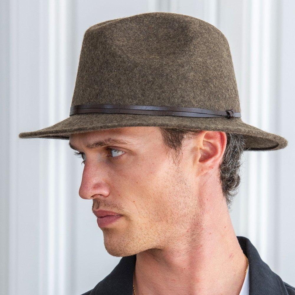 CHAPEAU FEUTRE - lien cuir, bord cousu