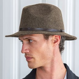 CHAPEAU FEUTRE - lien cuir, bord cousu