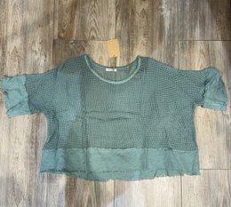 Gennembrudt bomuldsbluse og hørbund REF. 11932