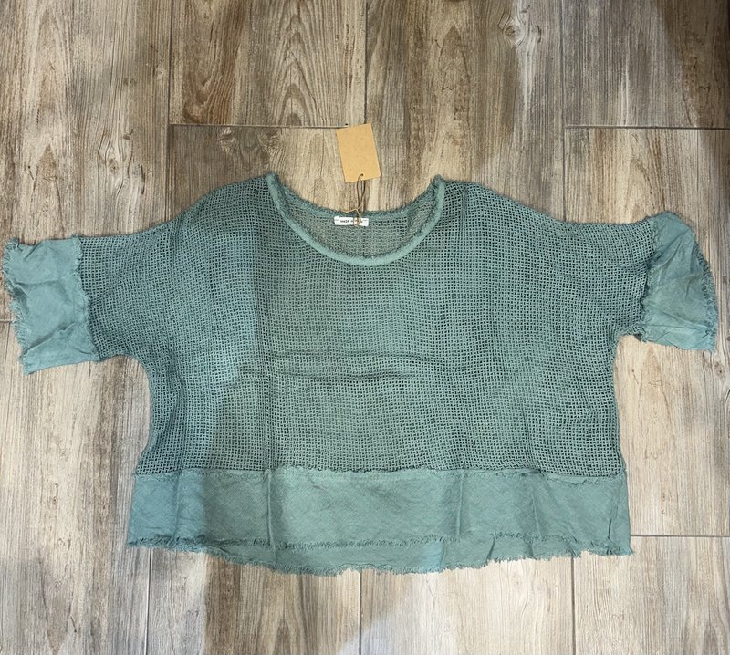 Gennembrudt bomuldsbluse og hørbund REF. 11932