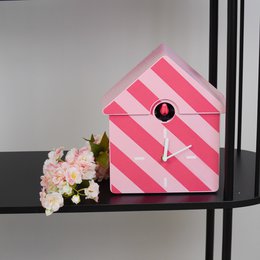 Orologio- Cut orologio da parete Cucko-Stried Pattern/Pink- 24x27x9cm