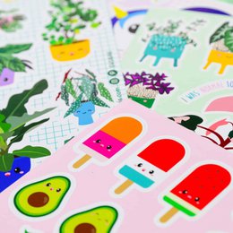 Sticker sheet Sushi fruit and fast food