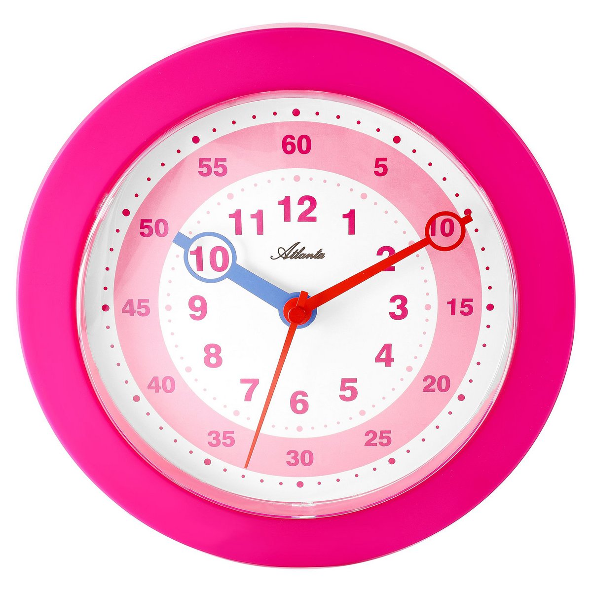Atlanta wandklok voor kinderen, roze, Ø 22,5 cm
