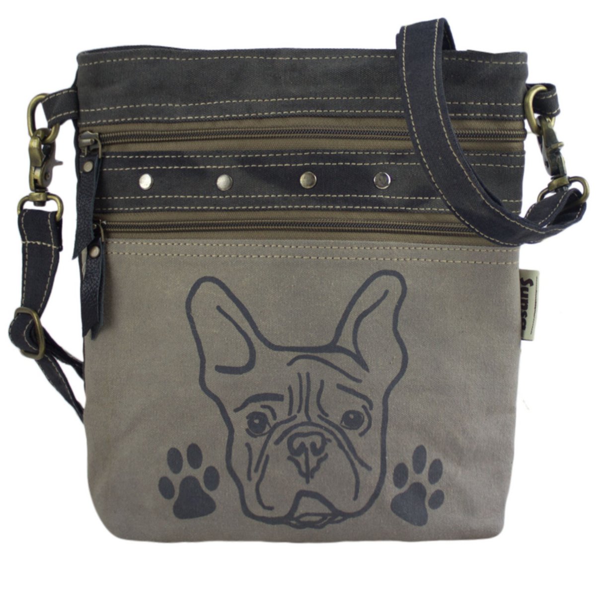 Sunsa dames schoudertas. Schoudertas in vintage stijl. Handtas van canvas. kleine crossbodytas voor dames met hondenmotief Bag Dog