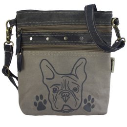 Sunsa dames schoudertas. Schoudertas in vintage stijl. Handtas van canvas. kleine crossbodytas voor dames met hondenmotief Bag Dog