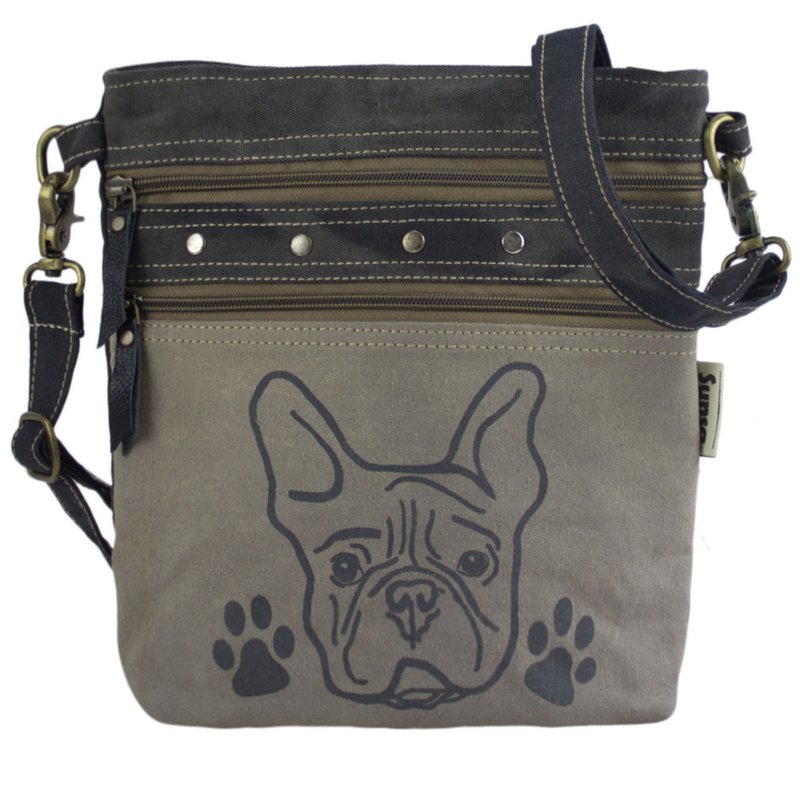 Sunsa dames schoudertas. Schoudertas in vintage stijl. Handtas van canvas. kleine crossbodytas voor dames met hondenmotief Bag Dog
