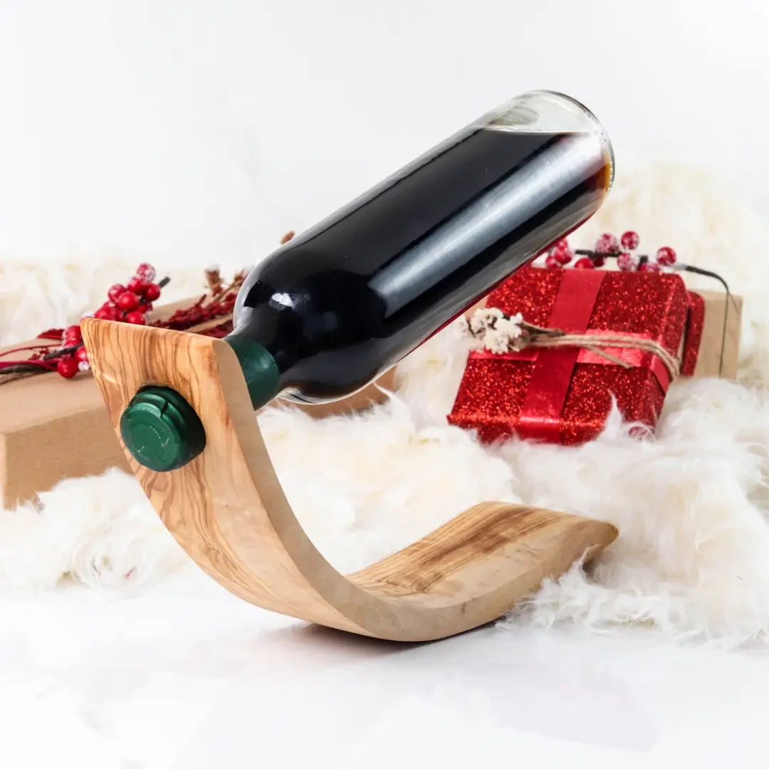 Portabottiglie di vino in legno d'ulivo – Portabottiglie fatto a mano