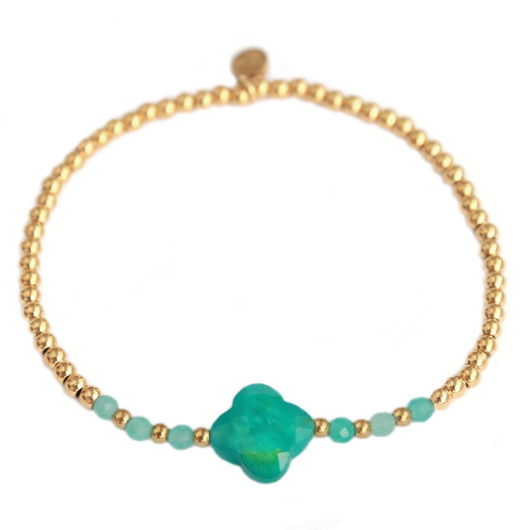 Bracelet facet klaver turquoise