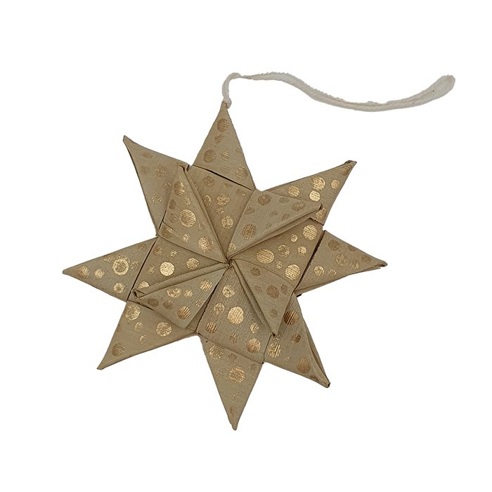 Juego hoja de palma estrella/3 nat/bolso AN dorado 900-011