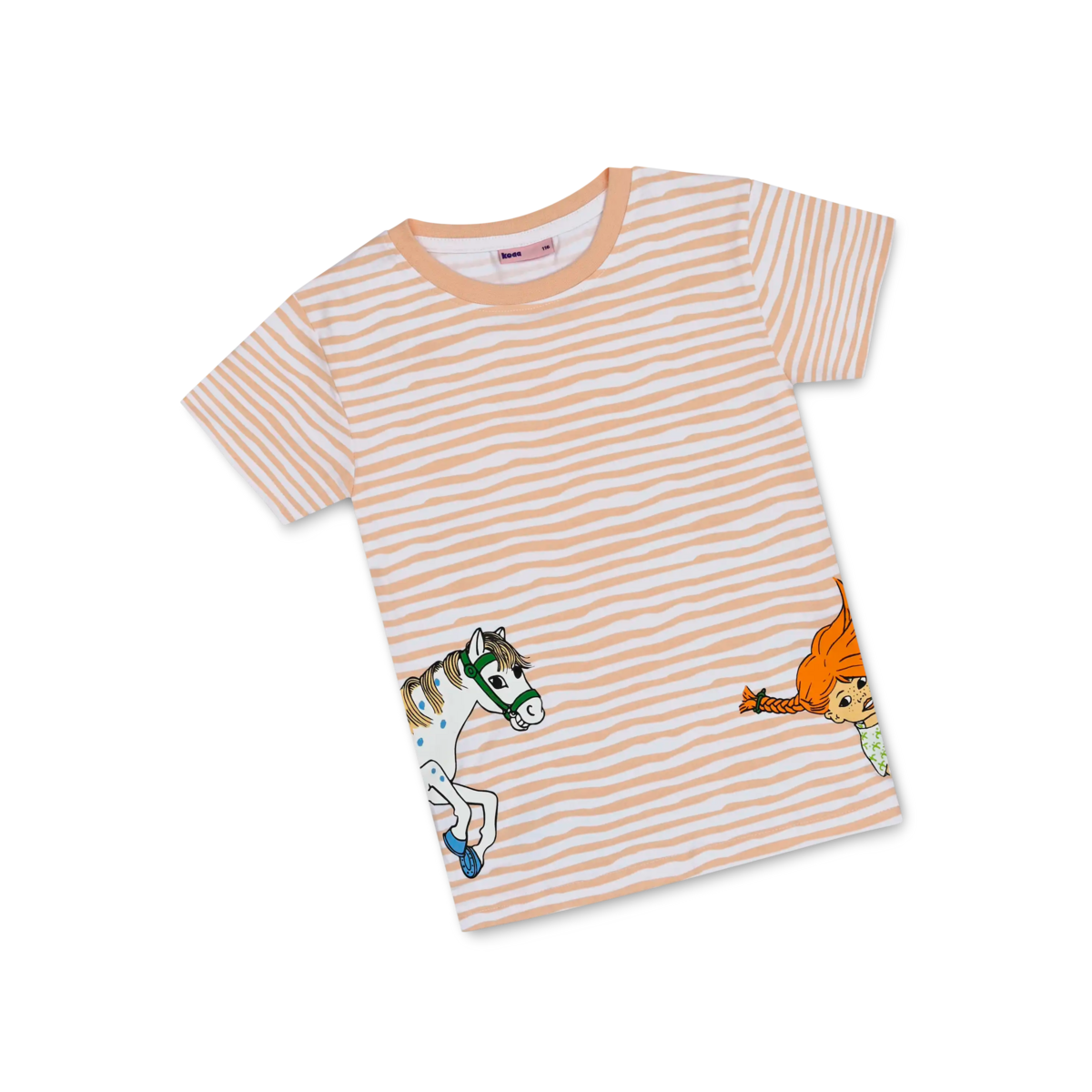Koaa - Pippi Langstrumpf «rayures» - T-shirt blanc / orange