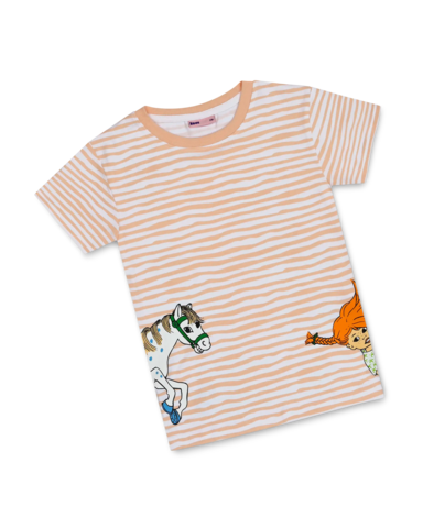 Koaa-Pippi Langstrumpf „Stripes"-T-shirt wit/oranje