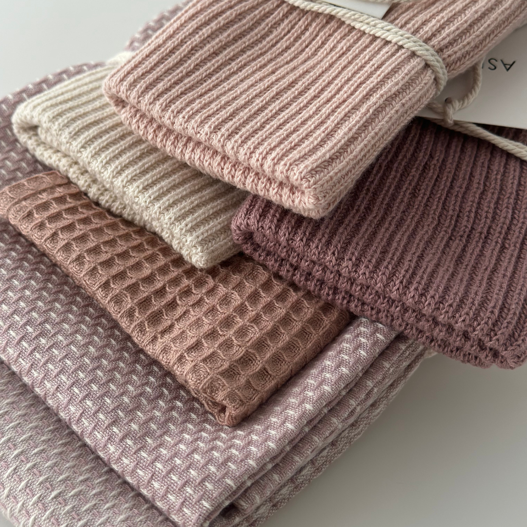 Knitted Dishcloth – Ripple – Elderberry