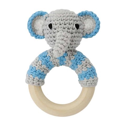 Gehaakt aangrijpend speelgoed olifant JUMBO in blauw
