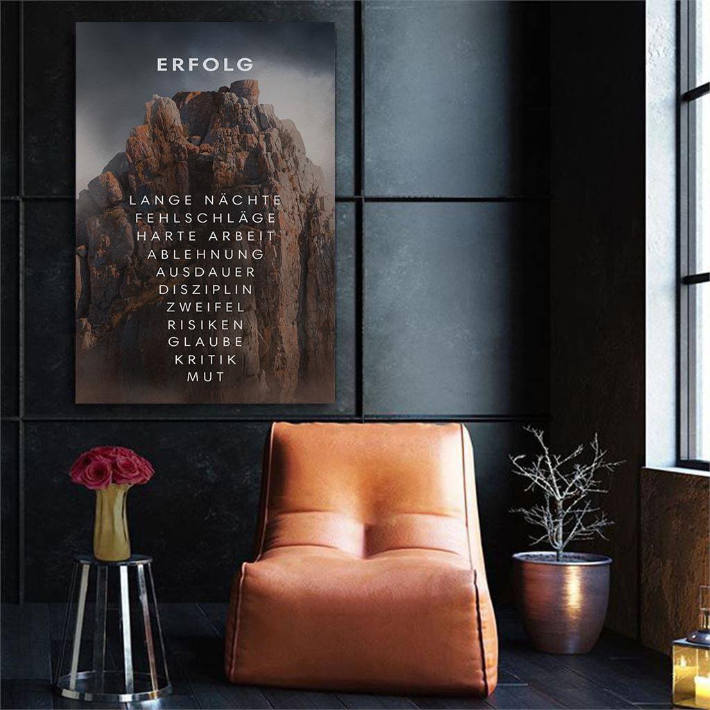 The mountain of success - canvas picture with shadow joint "black"