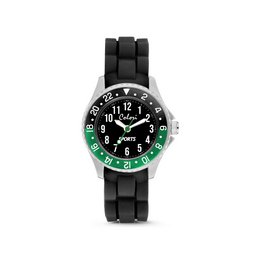 A 30mm sports watch for kids with a black and green color scheme, water-resistant to 5ATM.