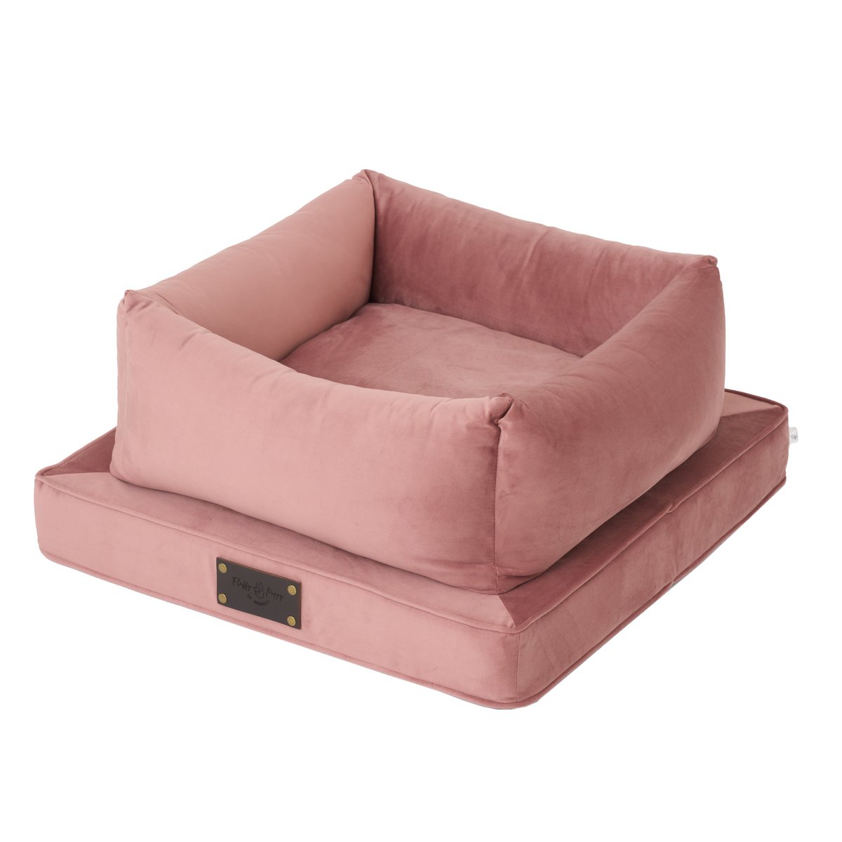 Lair "Nero" para un perro y un gato de la marca de cachorro esponjosa, color rosa sucio, material de terciopelo, hecho a mano!